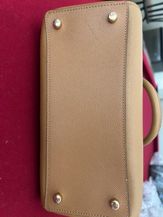 Coach Tan Pebble Leather Satchel with Gold Hardware - Picture 5 of 7